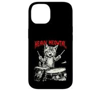 Rock On Vintage Drummer Cat 80s Band Style Case for iPhone 14