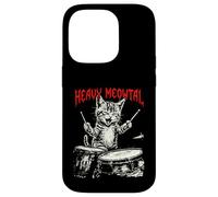 Rock On Vintage Drummer Cat 80s Band Style Case for iPhone 14 Pro