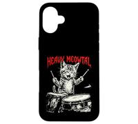 Rock On Vintage Drummer Cat 80s Band Style Case for iPhone 16 Plus