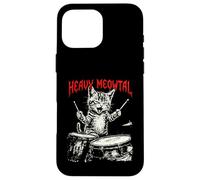Rock On Vintage Drummer Cat 80s Band Style Case for iPhone 16 Pro Max