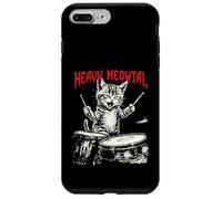 Rock On Vintage Drummer Cat 80s Band Style Case for iPhone 7 Plus/8 Plus