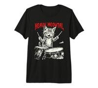 Rock On Vintage Drummer Cat 80s Band Style Premium T-Shirt