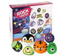 Rock Painting Kit for Kids Adult, Glow in The Dark Painting Rocks, Arts and Crafts Kits for Kids with 16PCS Paint Rocks, Art Supplies Christmas Birthday Gift for Kid