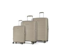 Rock Palma Set of 3 Hard Shell Suitcase in Black - Lightweight Expandable Luggage with 360° Spinner Wheels & TSA Combination Lock - Small, Medium & Large (Champagne)