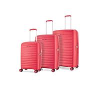 Rock Palma Set of 3 Hard Shell Suitcase in Black - Lightweight Expandable Luggage with 360° Spinner Wheels & TSA Combination Lock - Small, Medium & Large (Coral)