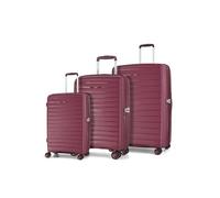 Rock Palma Set of 3 Hard Shell Suitcases - Burgundy | Minimalist Design - Lightweight - Small, Medium & Large - Expandable - Telescopic Handle - 360° Spinner Wheels - TSA Lock