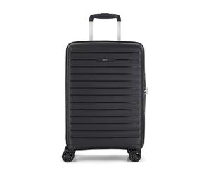 Rock Palma Small Cabin Hard Shell Suitcase in Black - Lightweight Expandable Luggage with 360° Spinner Wheels & TSA Combination Lock - 55x36x20cm, 32L