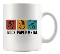 Rock Paper Metal Funny Heavy Metal Music Lovers Musicians Gifts for Friends Band Members Brother Boyfriend Metalhead Novelty Drinkware Ceramic Mug 11 oz White