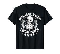 Rock Paper Scissor Throat Punch I Win Funny Skeleton Costume T-Shirt
