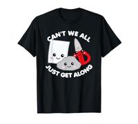 Rock Paper Scissors Can't We All Just Get Along Funny Dark T-Shirt