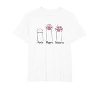 Rock Paper Scissors Cat Paws Cute Kitten Lover Cat T-Shirt, Men's Big and Tall, White, 6X Tall