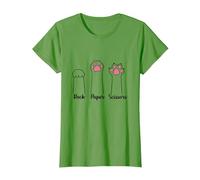 Rock Paper Scissors Cat Paws Cute Kitten Lover Cat T-Shirt, Women, Grass Green, Medium