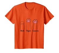 Rock Paper Scissors Cat Paws Cute Kitten Lover Cat T-Shirt, Youth, Orange, Small