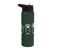 Rock Paper Scissors Cat Paws Funny Hand Game Cat Lover Stainless Steel Insulated Water Bottle
