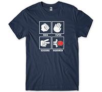 Rock Paper Scissors Hadouken Mens Funny Unisex T-Shirt-X-Large-Navy