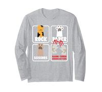 Rock Paper Scissors Razor Tipped Murder Mittens Cat Paws Long Sleeve T-Shirt, Adult Unisex, Heather Grey, XX-Large