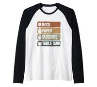 Rock Paper Scissors Table Saw, Funny Woodworking, Lumberjack Raglan Baseball Tee