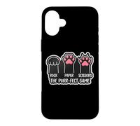 Rock Paper Scissors The Purr-fect Game Cat Owner Lover Paws Case for iPhone 16 Plus