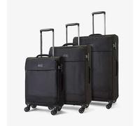 Rock Paris 3 Piece Set of 8 Wheel Softshell Suitcases Black