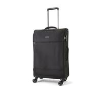 Rock Paris Medium Soft Shell Hold Suitcase in Black - 360 Swivel-Wheels, Versatile & Stylish Design, Telescopic Handle & TSA Combination Lock - 71 x 41 x 26 cm 2.3KG