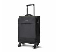 Rock Paris Small Soft Shell Cabin Suitcase in Black - 360 Swivel-Wheels, Versatile & Stylish Design, Telescopic Handle & TSA Combination Lock - 55 x 40 x 20 cm 1.9KG