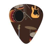 Rock Pattern Of Retro Drums,12 Pcs Guitar Pick,3 Different Thickness Plectrums for Acoustic Guitar Bass Ukulele (0.46mm 0.96mm 0.71mm)