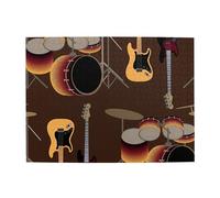 Rock Pattern Of Retro Drums,500 Pieces Puzzles for Adults-Wooden Jigsaw Puzzle for Adults Elderly