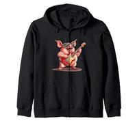 Rock Pig Bringing the Vibes with Electric Riffs Zip Hoodie