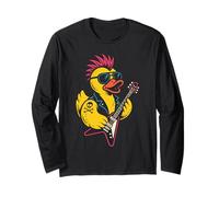 Rock Playing Guitar Men Women Kids Funny Duck Long Sleeve T-Shirt