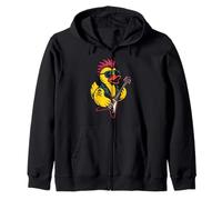 Rock Playing Guitar Men Women Kids Funny Duck Zip Hoodie
