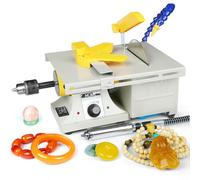 Rock Polishing Buffer Machine, 850W Bench Lathe Polisher with Speed Adjustable, Tabletop Lapidary Equipment with Flexible/Handle/Water Pipe for Grinding Cutting Drilling