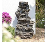 Rock Pool Water Feature Fountain 8 Tier Waterfall Natural Stone Effect Primrose Stone One Size