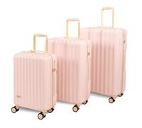 Rock Primrose Hard Shell Suitcase Set of 3 - Baby Pink | Set Includes S, M & L Cases - Expandable Packing Space - 360 Swivel Wheels, TSA Lock - Lightweight Build - Stylish Shell