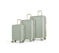 Rock Primrose Hard Shell Suitcase Set of 3 - Green | Set Includes S, M & L Cases - Expandable Packing Space - 360 Swivel Wheels, TSA Lock - Lightweight Build - Stylish Shell