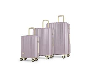 Rock Primrose Hard Shell Suitcase Set of 3 - Purple | Set Includes S, M & L Cases - Expandable Packing Space - 360 Swivel Wheels, TSA Lock - Lightweight Build - Stylish Shell