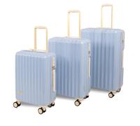 Rock Primrose Set of 3 Hard Shell Suitcases in Blue - Lightweight & Stylish Design, 360 Swivel-Wheels & TSA Combination Lock - Small, Medium, Large