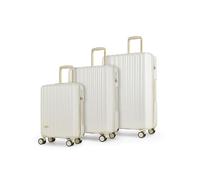 Rock Primrose Set of 3 Soft Shell Suitcase in Cream - Lightweight & Stylish Design, 360 Swivel-Wheels & TSA Combination Lock - Small, Medium, Large