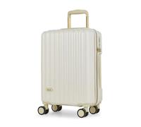 Rock Primrose Small Hard Shell Cabin Suitcase in Cream - Lightweight & Stylish Design, 360 Swivel-Wheels & TSA Combination Lock - 55x37x22.5cm 33L Capacity