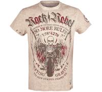 Rock Rebel by EMP Beige T-Shirt with Crew Neck and Print T-Shirt beige M