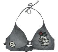 Rock Rebel by EMP Bikini Top With Old School Prints Bikini Top dark grey black L