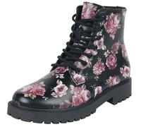 Rock Rebel by EMP Black Lace-Up Boots with Floral All-Over Print Boot black EU39