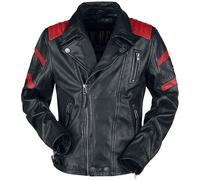 Rock Rebel by EMP Black/Red Leather Biker Jacket Leather Jacket black red S