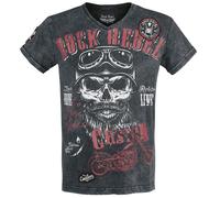 Rock Rebel by EMP Black T-shirt with V-Neckline and Print T-Shirt black L