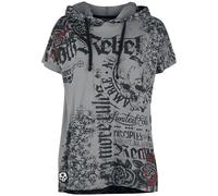 Rock Rebel by EMP Relaxed-Cut T-shirt with Prints and Hood T-Shirt grey XS