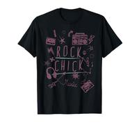 Rock Retro Doodle 80s music Rock & Roll Chicks Women T-Shirt