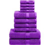 Rock Rivet 10 Piece Towels Set Luxury 100% Egyptian Cotton Bale Set Includes 2 Bath, 4 Hand, 4 Face Towels/Washcloths, Ultra Soft Thick Plush Guest, Bath, Spa, Hotel Bathroom 600GSM (Purple)