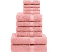 Rock Rivet 10 Piece Towels Set Luxury 100% Egyptian Cotton Bale Set Includes 2 Bath, 4 Hand, 4 Face Towels/Washcloths, Ultra Soft Thick Plush Guest, Bath, Spa, Hotel Bathroom 600GSM (Pink)