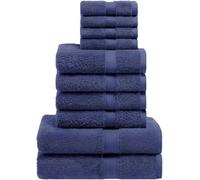 Rock Rivet 10 Piece Towels Set Luxury 100% Egyptian Cotton Bale Set Includes 2 Bath, 4 Hand, 4 Face Towels/Washcloths, Ultra Soft Thick Plush Guest, Bath, Spa, Hotel Bathroom 600GSM (Navy)