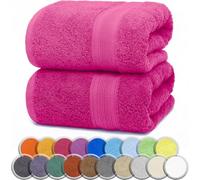 Rock Rivet 2 X Extra Large Super Jumbo Bath Sheet Towels (100 x 200 cm) Premium Luxury 100% Egyptian Combed Cotton Soft Fluffy Big Beach XXL Bath Sheets (Pink)