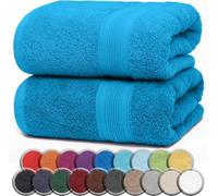 Rock Rivet 2 X Extra Large Super Jumbo Bath Sheet Towels (100 x 200 cm) Premium Luxury 100% Egyptian Combed Cotton Soft Fluffy Big Beach XXL Bath Sheets (Teal)